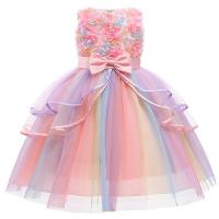 Gauze & Cotton Princess & Ball Gown Girl One-piece Dress printed PC