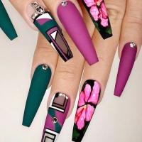 Plastic Creative & Easy Matching Fake Nails floral Set