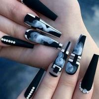 Kunststoff Fake Nails, Schwarz,  Festgelegt