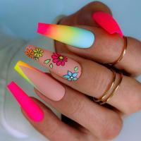 Kunststoff Fake Nails, Floral, mehrfarbig,  Festgelegt
