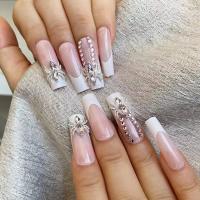 Plastic Creative & Easy Matching Fake Nails with rhinestone pink Set