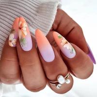 Plastic Creative & Easy Matching Fake Nails floral pink Set
