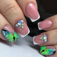 Plastic Creative & Easy Matching Fake Nails with rhinestone butterfly pattern Set