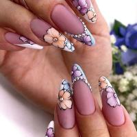 Plastic Creative & Easy Matching Fake Nails with rhinestone butterfly pattern pink Set