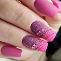Plastic Creative & Easy Matching Fake Nails with rhinestone pink Set