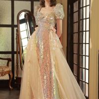 Polyester Slim & Mermaid Long Evening Dress patchwork Solid PC