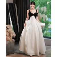 Polyester Plus Size Long Evening Dress backless patchwork Solid PC