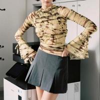 Spandex & Polyester Slim Women Long Sleeve T-shirt printed PC