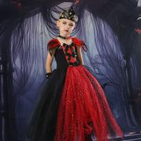 Polyester Children Witch Costume Halloween Design red and black PC