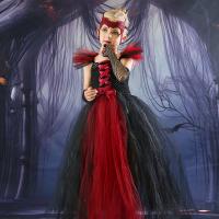 Polyester Children Witch Costume Halloween Design red and black Set