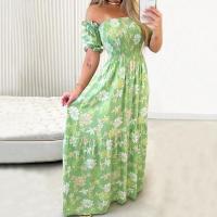 Cotton Waist-controlled One-piece Dress printed PC
