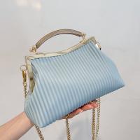 PU Leather Easy Matching Handbag with chain striped PC