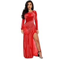 Gauze & Polyester Slim Sexy Package Hip Dresses see through look & side slit iron-on Solid PC