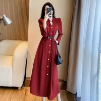 Polyester Slim One-piece Dress red PC