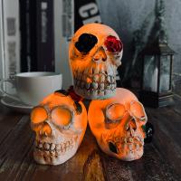 Resin Decoration Halloween Design & with LED lights skull pattern white PC