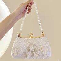 Silk & Polyester Easy Matching Shoulder Bag floral white PC