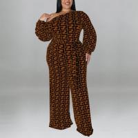 Polyester Plus Size Long Jumpsuit & One Shoulder printed PC