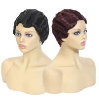 Human Hair short hair & can be permed and dyed & Wavy Wig PC