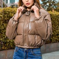 PU Leather Women Parkas & thermal Solid PC