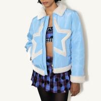 Polyester Women Parkas & loose & thermal blue PC