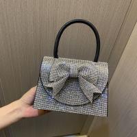 Polyester Easy Matching Clutch Bag with rhinestone bowknot pattern black PC