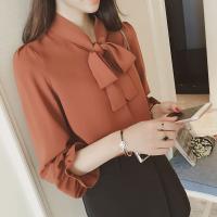 Polyester Soft Women Long Sleeve Shirt & loose & breathable Solid PC