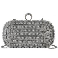 Metal & PU Leather Evening Party Clutch Bag with chain & with rhinestone Solid PC