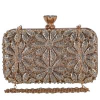Metal & Satin & PU Leather iron-on Clutch Bag with chain floral PC