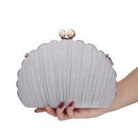 Metal & Satin Pleat Clutch Bag with chain Solid PC