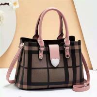 PU Leather Easy Matching Handbag durable & large capacity plaid PC