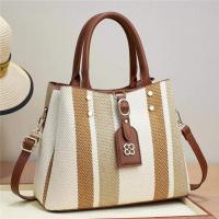 PU Leather Easy Matching Handbag durable & large capacity striped PC