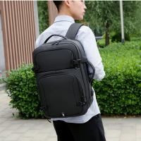 Polyester Backpack large capacity & hardwearing & with USB interface & waterproof & breathable Solid PC