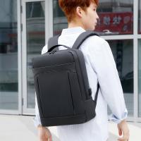 Polyester Backpack large capacity & hardwearing & with USB interface & waterproof & breathable Solid PC