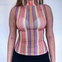 Spandex & Polyester Vrouwen mouwloze blouses Striped veelkleurig stuk