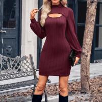 Spandex & Polyester Slim Autumn and Winter Dress & hollow Solid PC