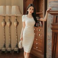 Polyester Slim Sexy Package Hip Dresses slimming patchwork Solid PC