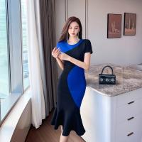 Cotton Slim Sexy Package Hip Dresses slimming patchwork PC