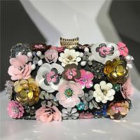 Silk & Polyester Evening Party Clutch Bag with chain floral PC