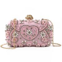 Polyester hard-surface Clutch Bag with chain & with rhinestone floral PC