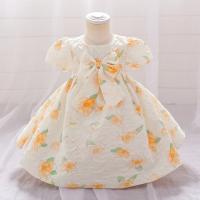 Cotton Ball Gown Girl One-piece Dress Cute printed Solid PC