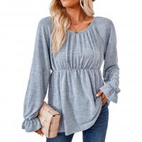 Acrylic Soft Women Long Sleeve T-shirt & loose & breathable Solid PC