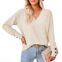 Polyester Soft Women Long Sleeve T-shirt autumn and winter design & loose Solid PC