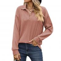 Polyester Women Long Sleeve T-shirt autumn and winter design & thermal Solid PC
