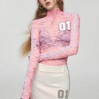 Polyester Women Long Sleeve T-shirt see through look PC
