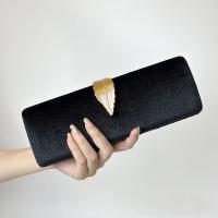 Velour hard-surface & Easy Matching Clutch Bag with chain leaf pattern PC