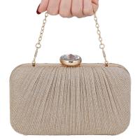 Metal & Satin & Sequin hard-surface Clutch Bag with chain Solid PC