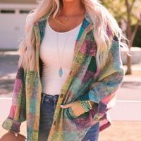 Polyester Women Coat & loose multi-colored PC