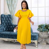 Polyester Slim & Plus Size One-piece Dress yellow PC