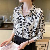 Polyester Women Long Sleeve Shirt & loose printed star pattern PC