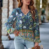 Polyester Women Long Sleeve Blouses slimming & loose printed PC